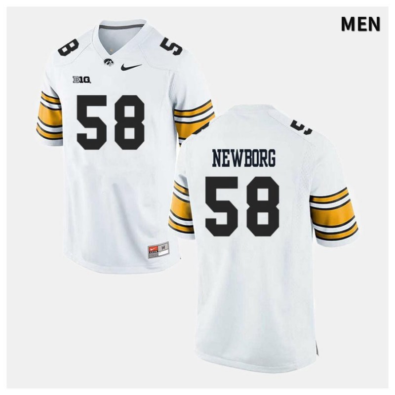Men's Iowa Hawkeyes NCAA #58 Jake Newborg White Authentic Nike Alumni Stitched College Football Jersey DI34H85QW